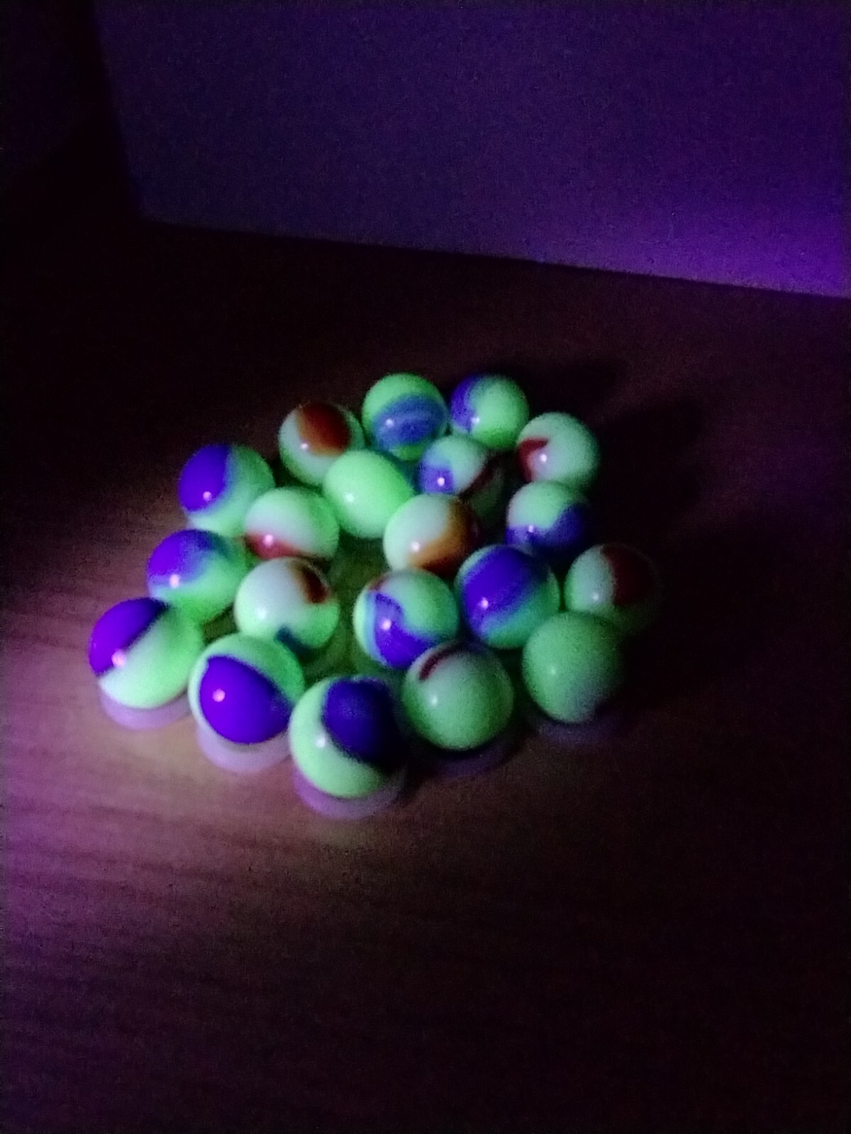 Patriotic (Red White Blue) Liberty Marbles Florescent UV Reactive Uranium Glass