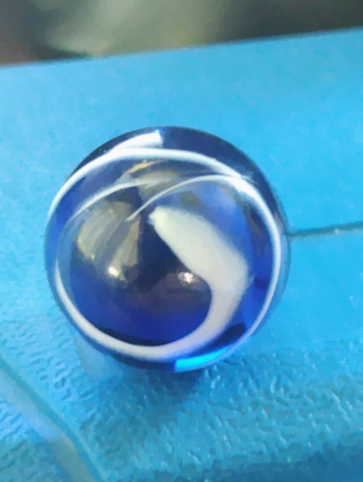 Vintage Blue Swirl Translucent Marble .95 Shooter Very Good Condition Large