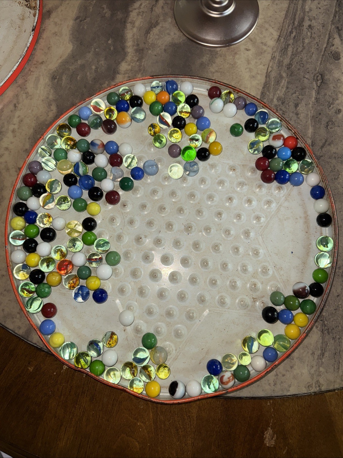 Lot of 186 Vtg Glass Marbles Multiple Colors Mini Glass Coffee Pot Used