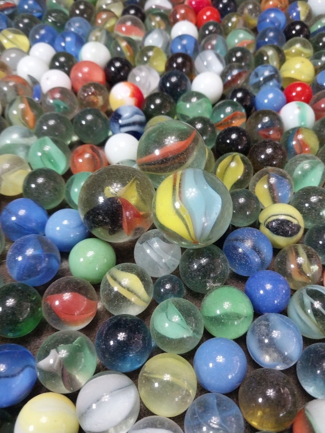 Vintage Glass Marbles Bulk Wholesale Lot Close To 5 Lbs. 3 Large ! LOOK- WOW