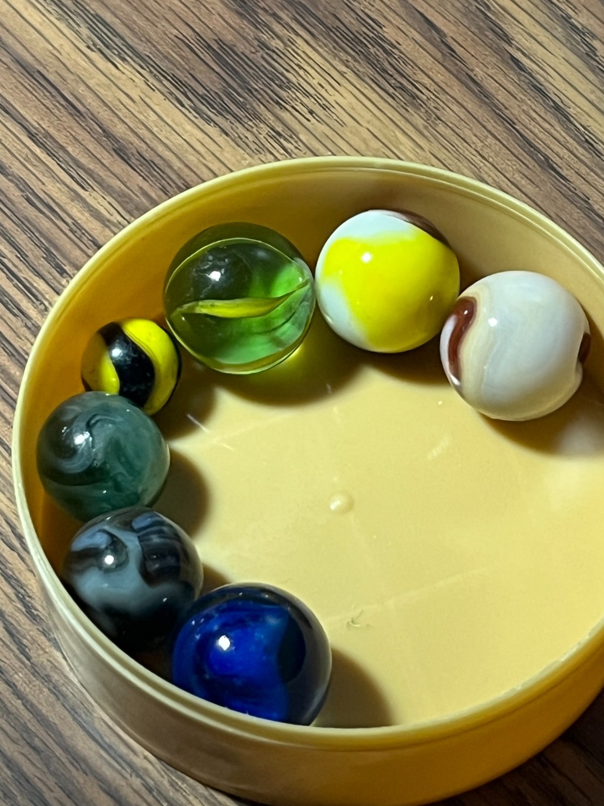 7-Vtg. Assorted Marbles All Sizes And Colors 7/8″ To 5/8″ Dia: