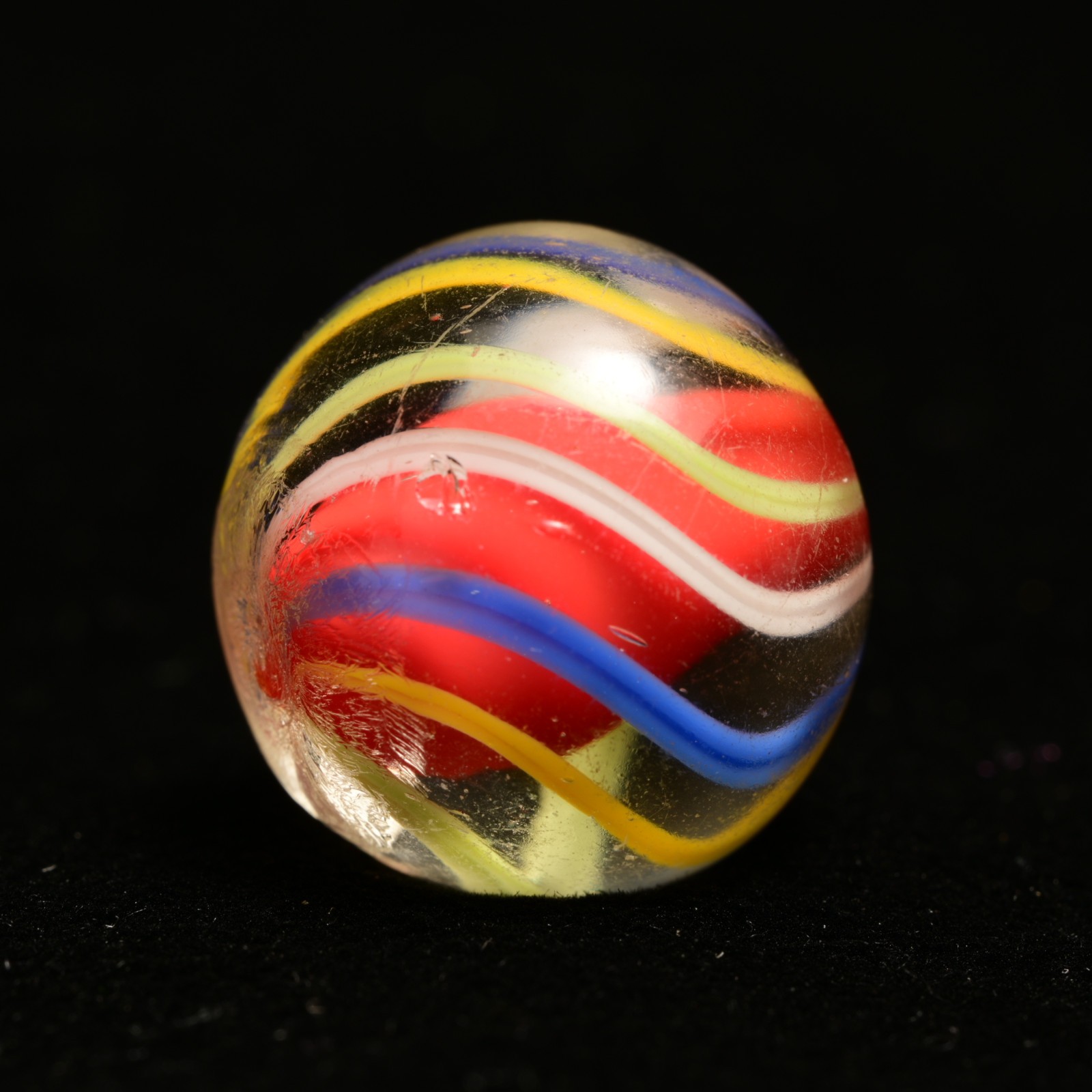 Red Solid Core German Handmade Antique Marble Radiant Rainbow Bands 17mm 21/32”