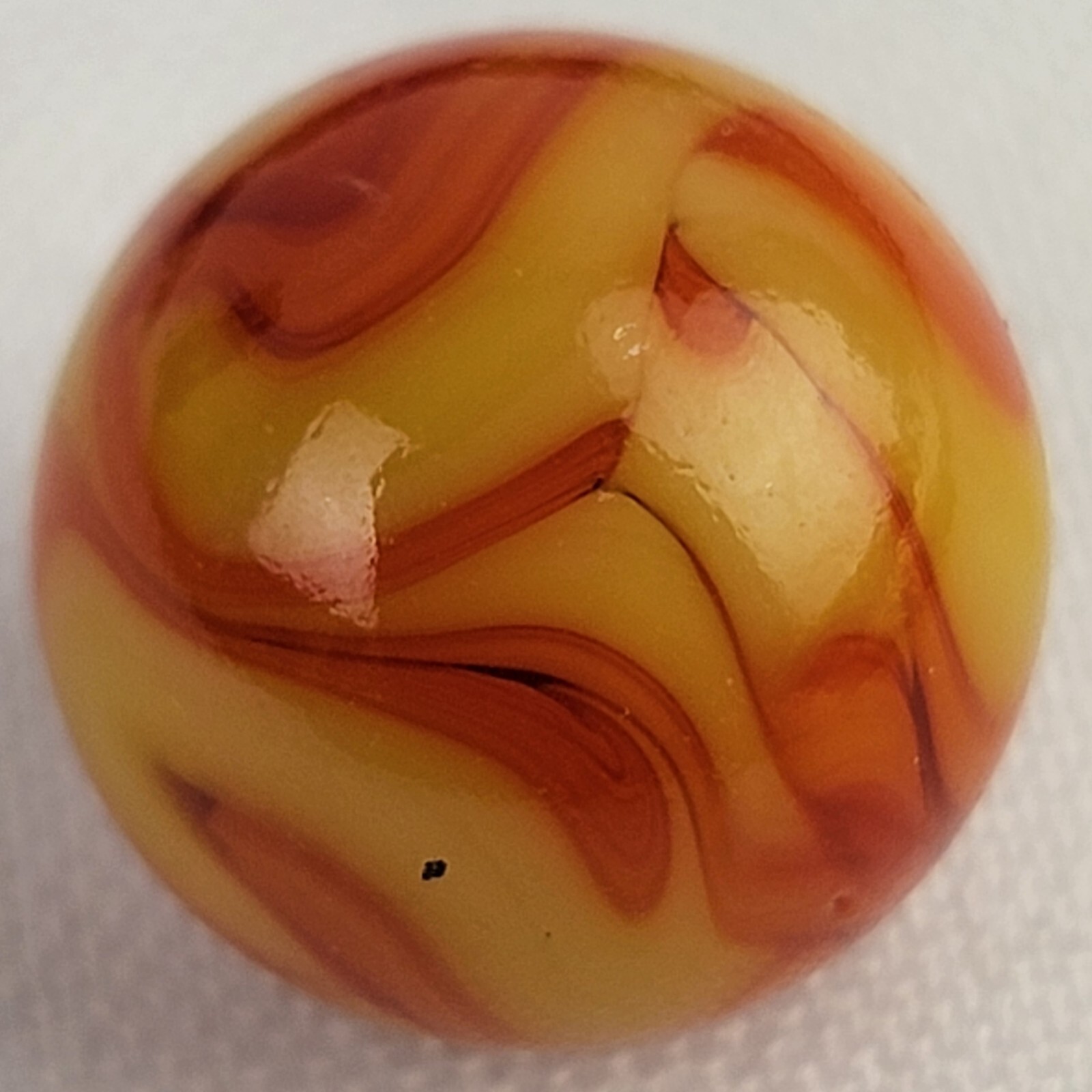 Alley Agate (Pennsboro) Vtg Marble Gorgeous FLAME Swirl MINT Cadmium GLOW .63