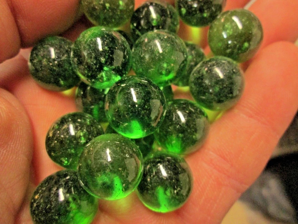 MARBLES 1 LB 5/8 INCH + or – GREEN CRYSTAL CHAMPION MARBLES