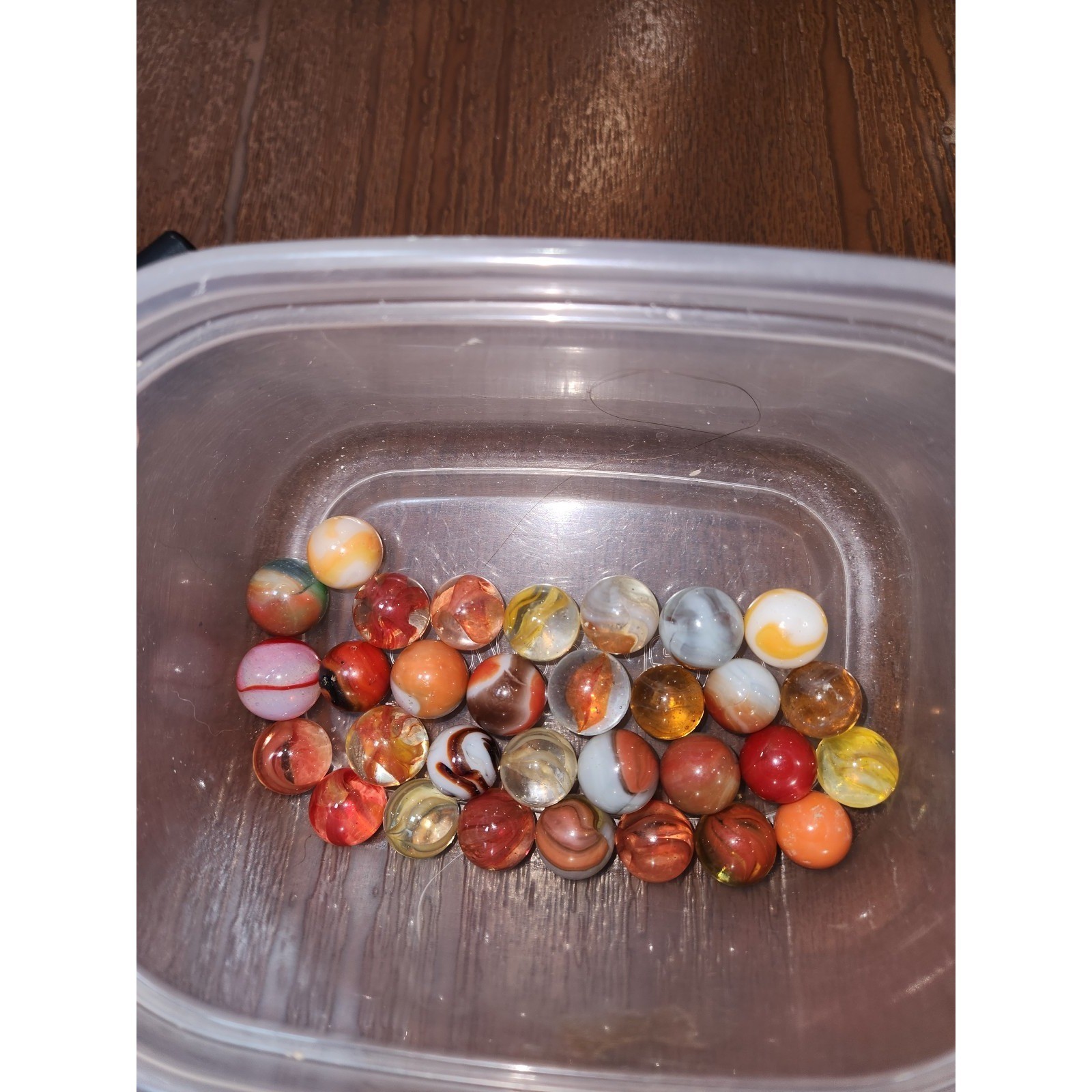 31 Red Orange Yellow White Clear Glass Marbles LOT 5