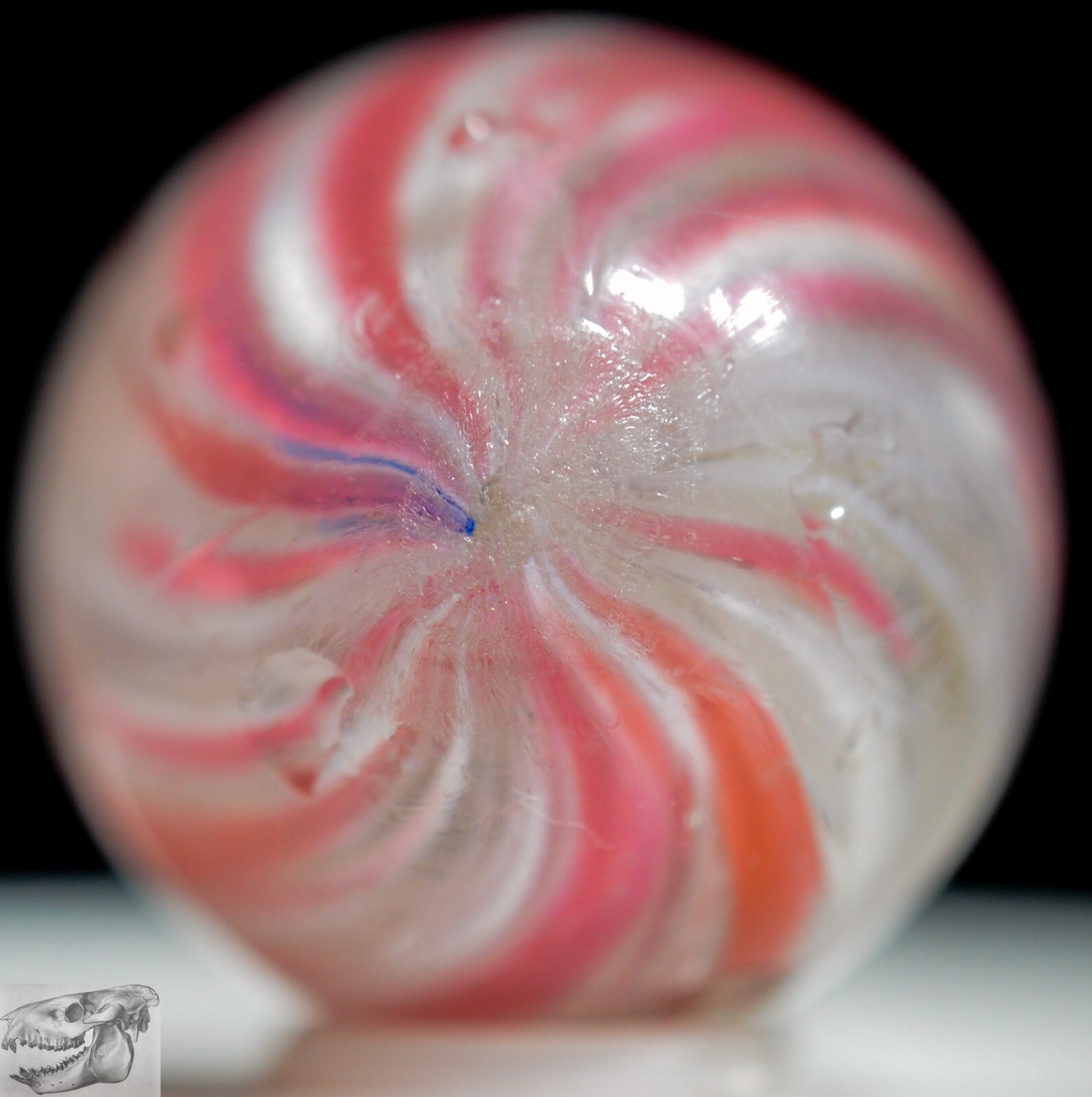 Handmade Pink Onionskin Shooter Marble, 15/16 in, Good+, Chip, 1860-1920, S1158