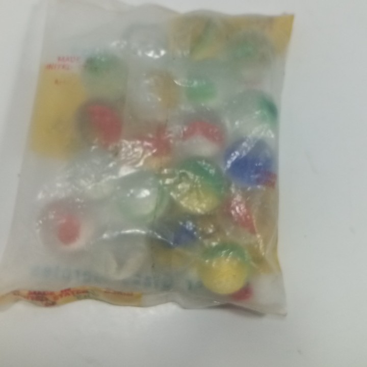 Peltier Marbles Peltier Glass Co. Banana Cat Eye Marbles Sealed Bag OTTAWA, ILL.