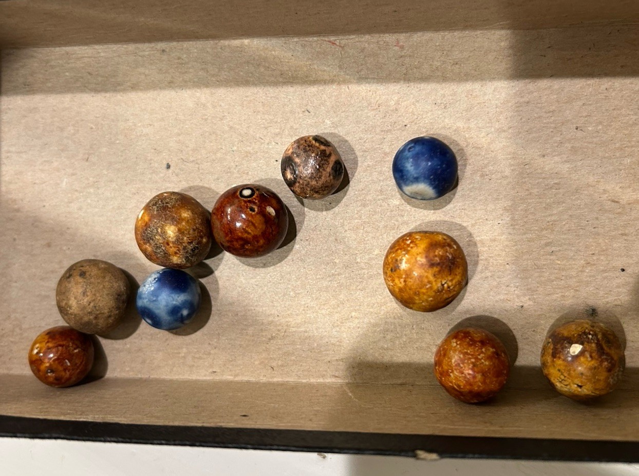 Collection Of Antique Clay Bennington Marbles Handmade 1800s-1900s Glazed (10)