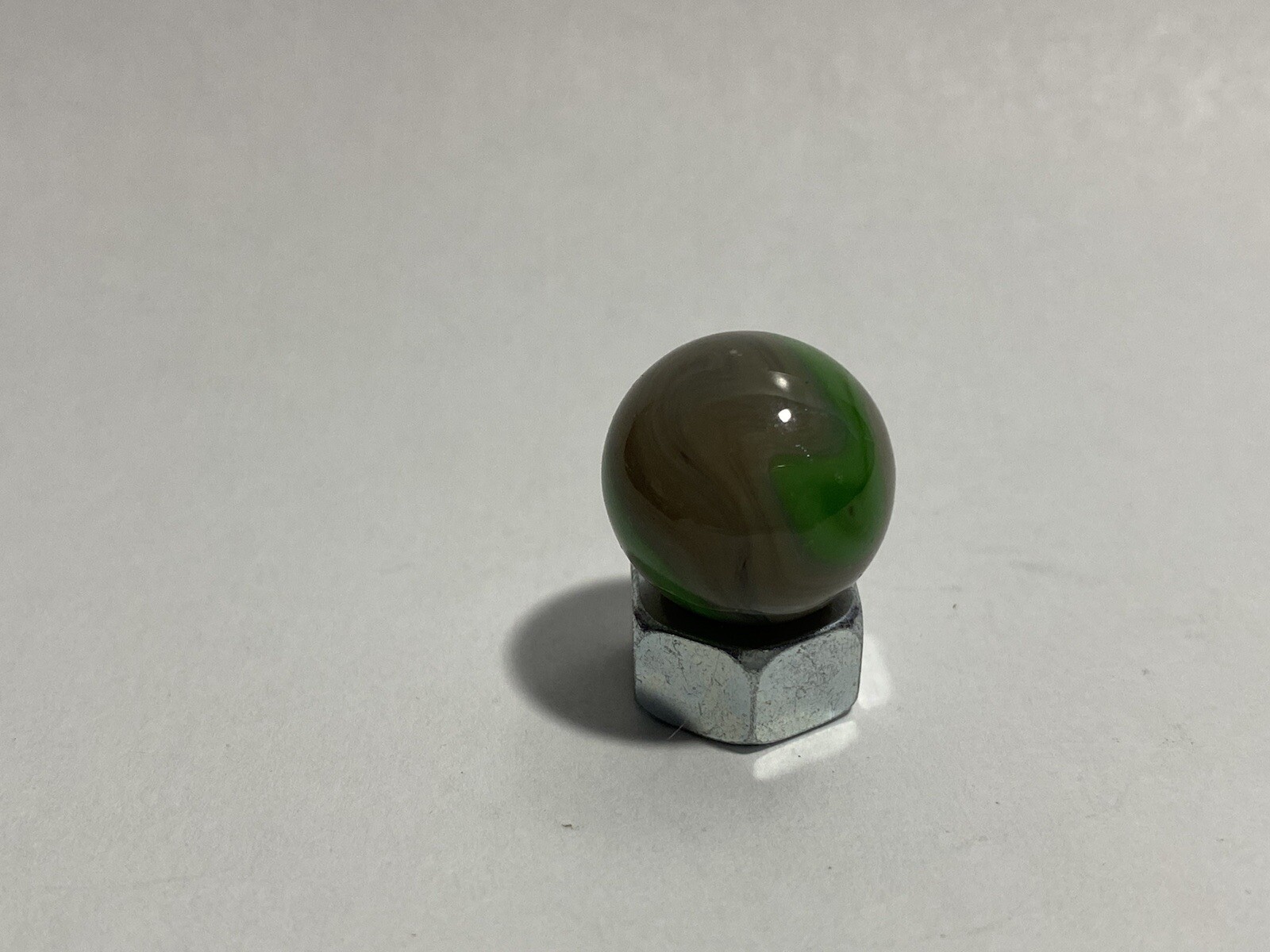 Vintage Agate Christensen Green & Brown Swirl 0.62″ Original Toy Glass Marble