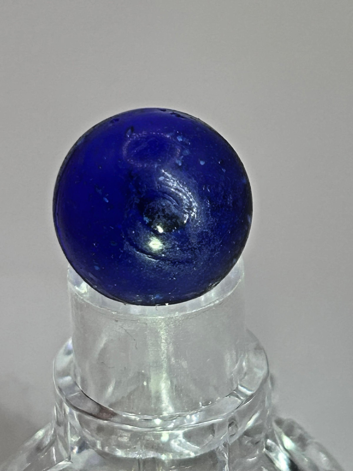 Antique German Handmade Blue Mica w/Filament Marble 83/128″ Mint m38