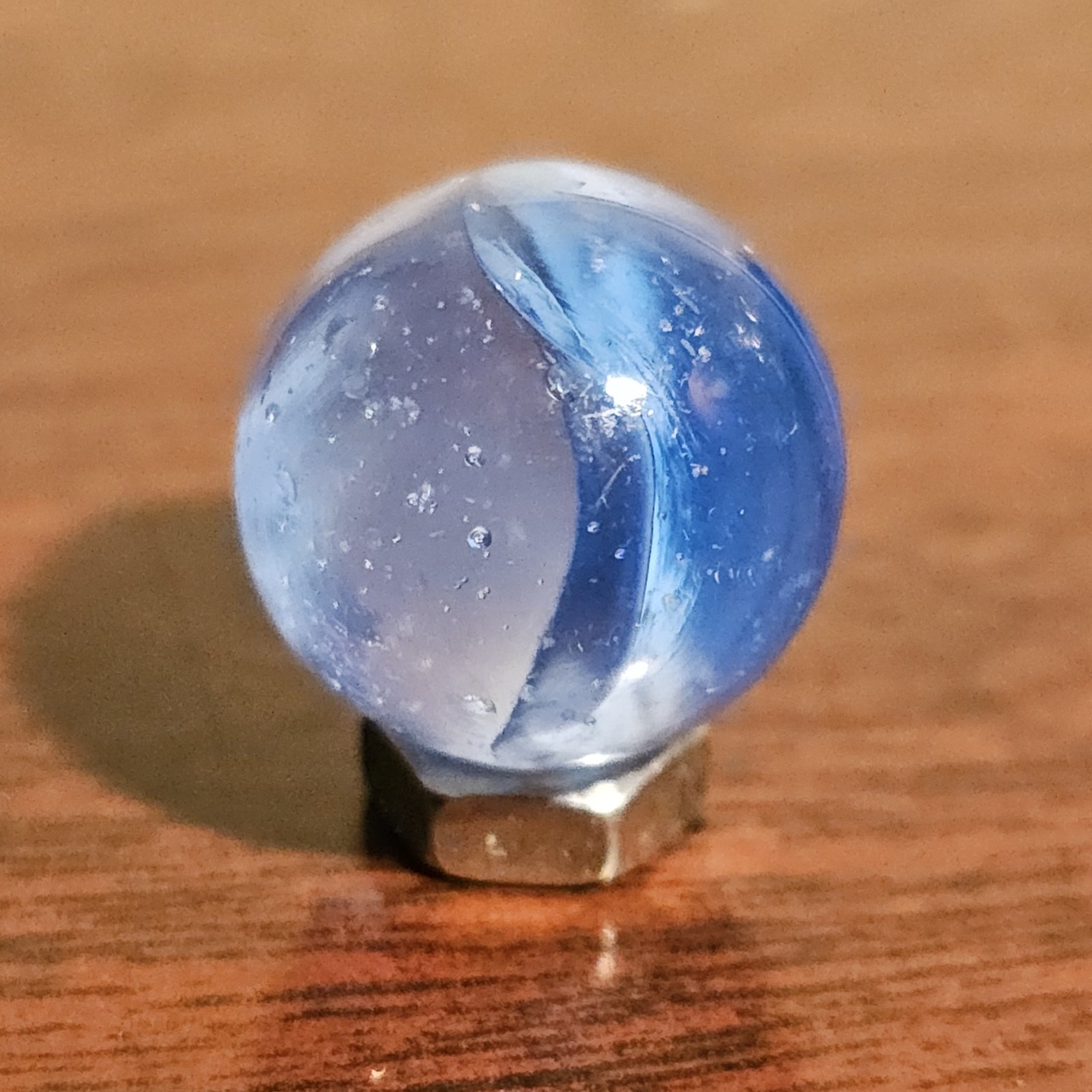 Vintage CE Bogard Blue 4 Lobe Floppy .625″ Glass Marble