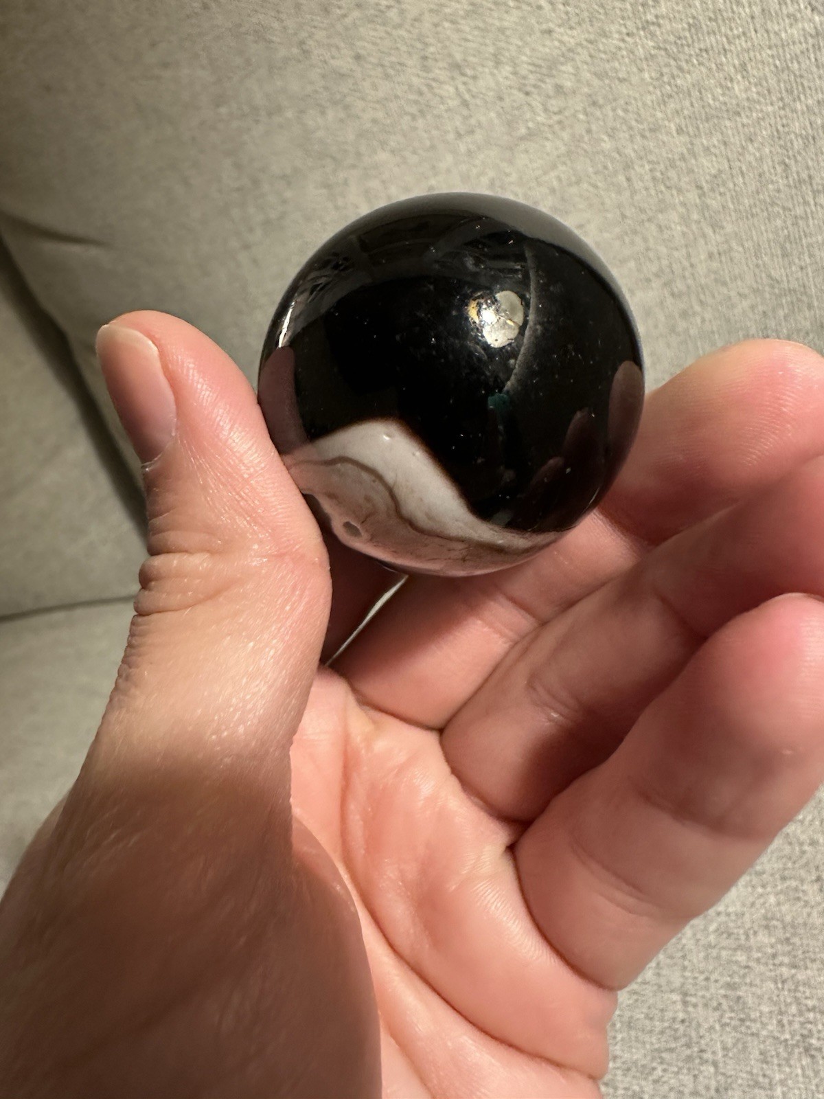 Antique Large Glass Marble Deep Amethyst Purple And White Swirl Streak Milky Way