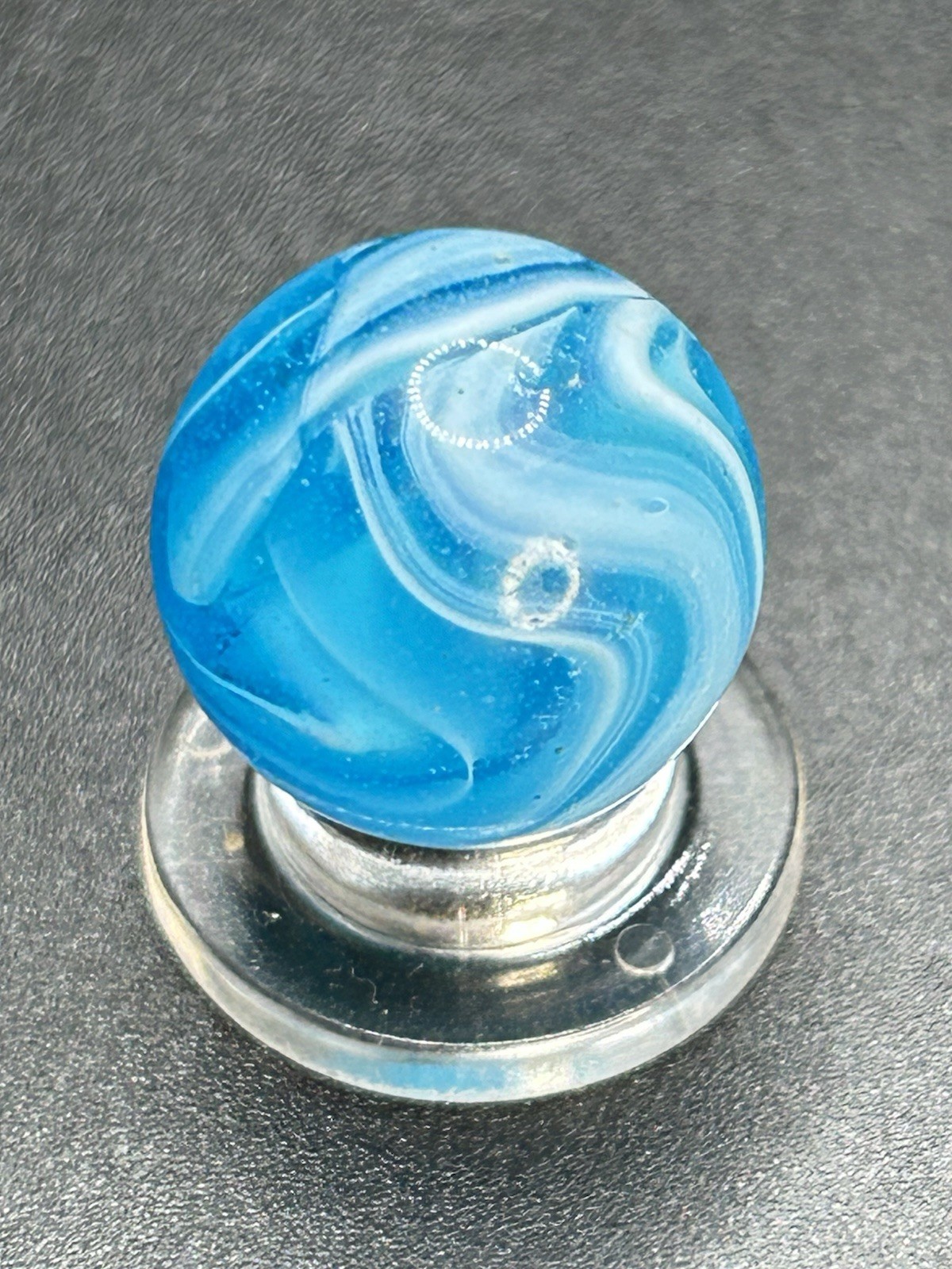 Vintage Christensen Road & Tunnel Marble CAC Aqua Blue Swirl Marble 0.669”