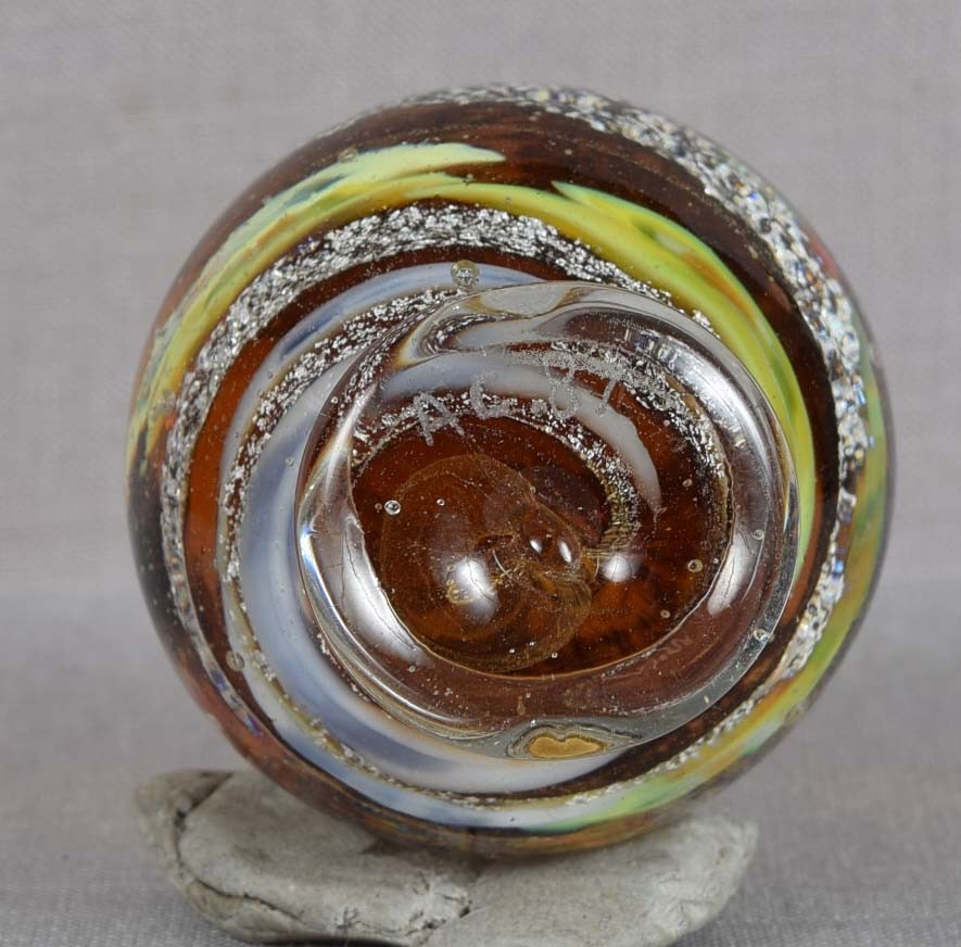 1987 LUTZ glass MARBLE signed AC