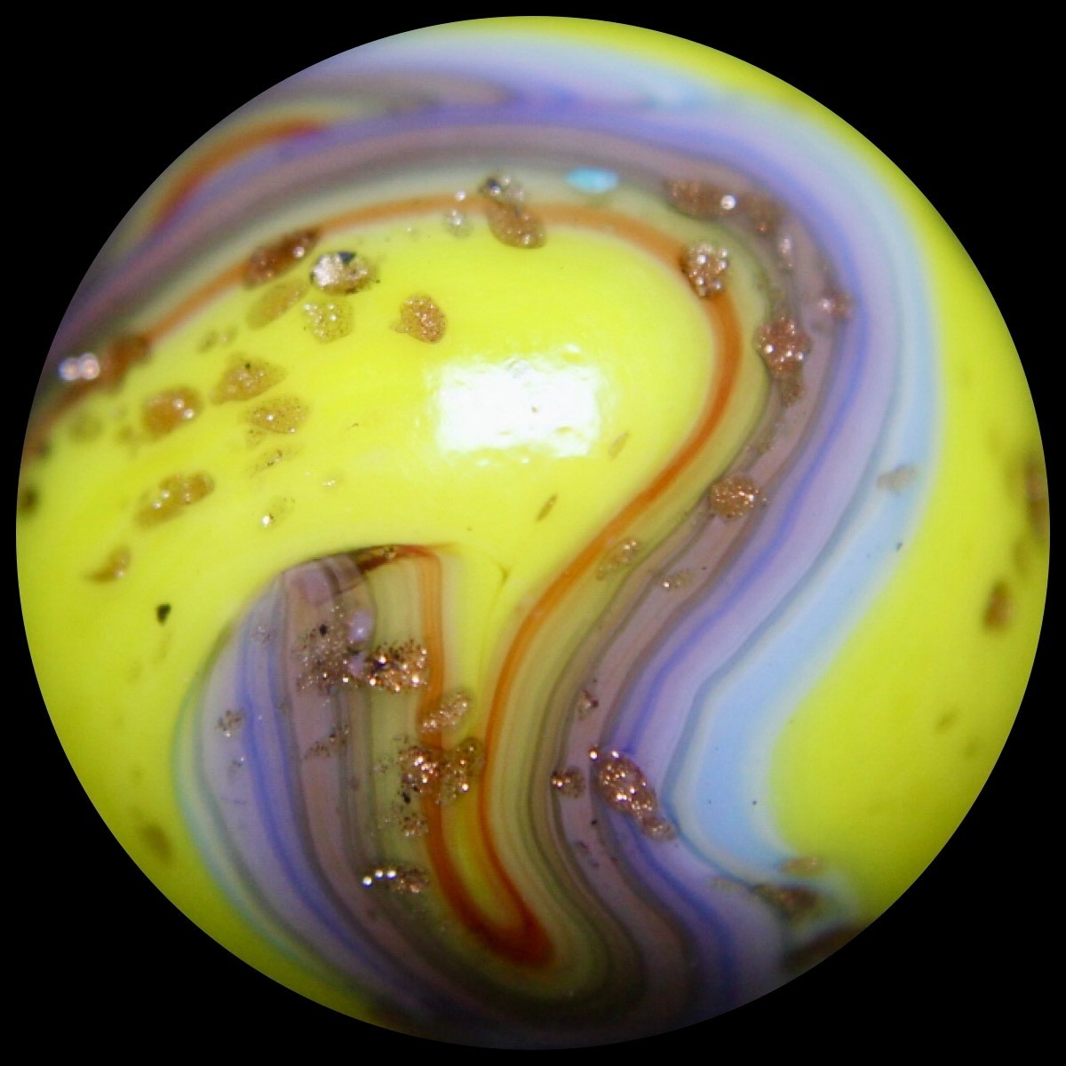 JABO West Virginia Marble Collectors Club Marble: Radioactive Lavender Lutz