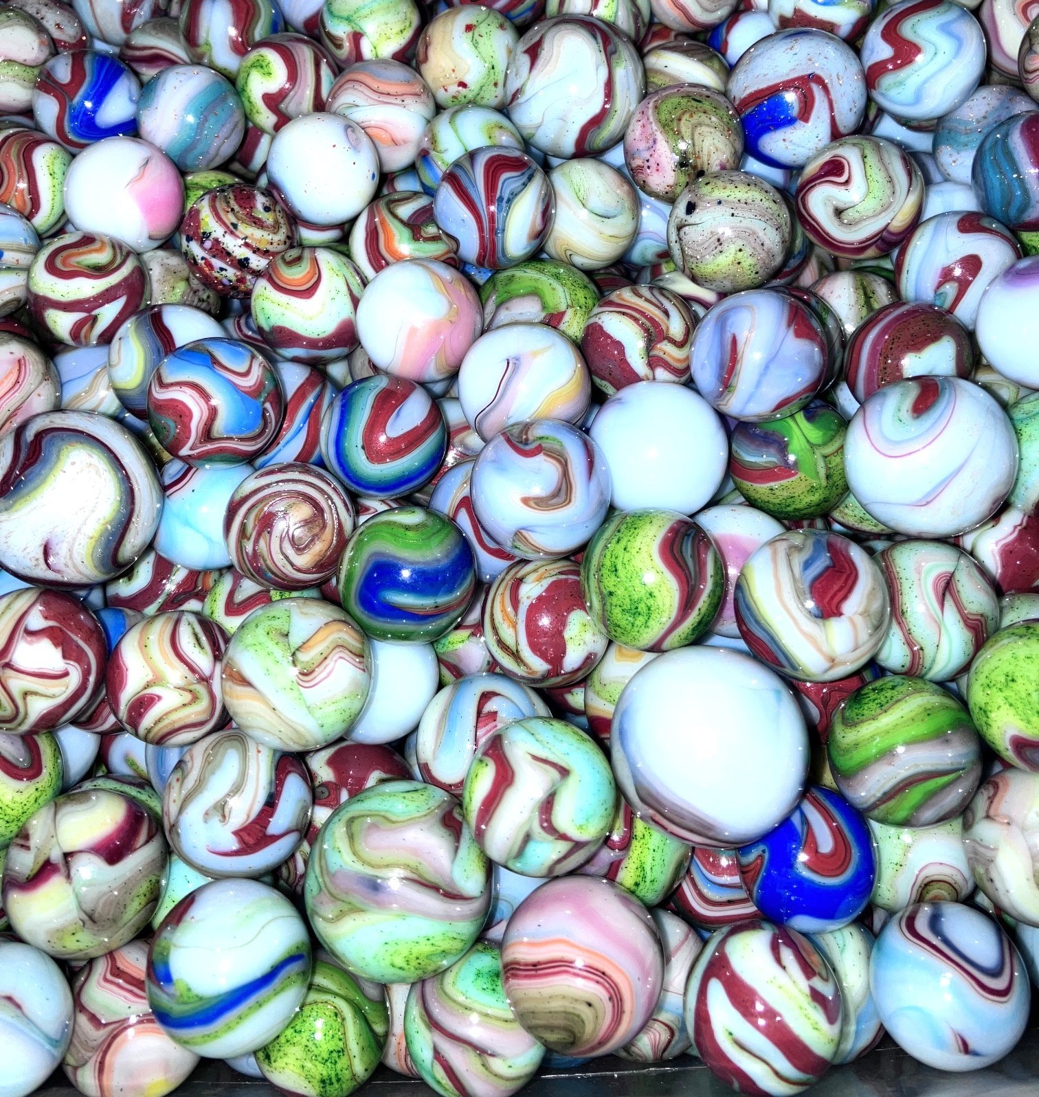 50 D.A.S. CARNIVAL Marble Lot M-/NM Marbles Lutz Aventurine Oxblood