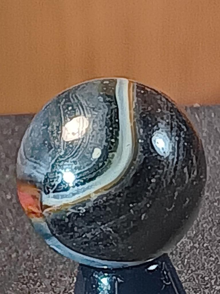 5/8″ Peltier Ferrari Red Pearl & Smokey White on Clear NM Serious Marble B257