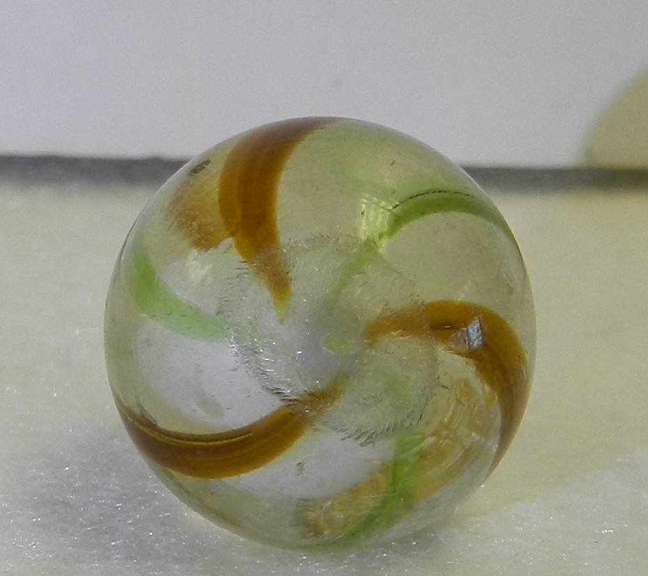 #20285m *Mint* Vintage German Handmade Solid Core Swirl Marble .67 In