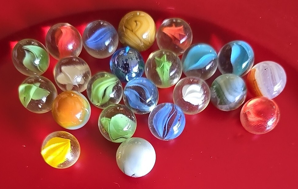 Twenty-Two (22) ~ Assorted Sizes ~ Multi-Colored ~ Glass Marbles (101)
