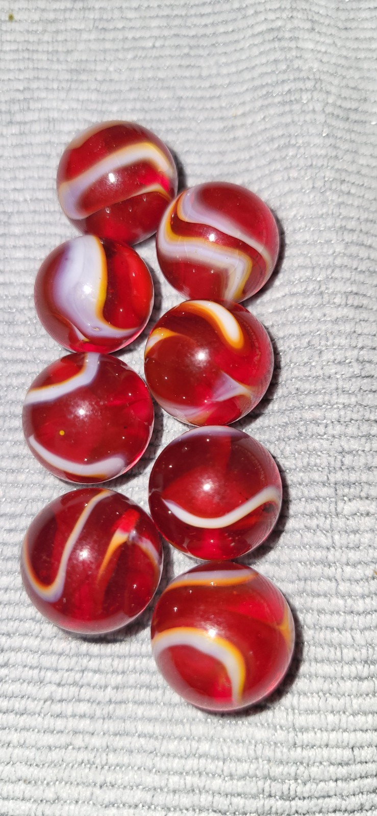 Vacor Marble Lot Rooster Transparent Red Base Whitetail Swirls 5/8″ Marbles