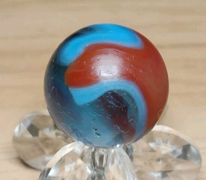 .61″ AKRO MARBLES CORKSCREW SPIDERMAN CLEAR BASE🔥RARE COLLECTOR TOYS NM