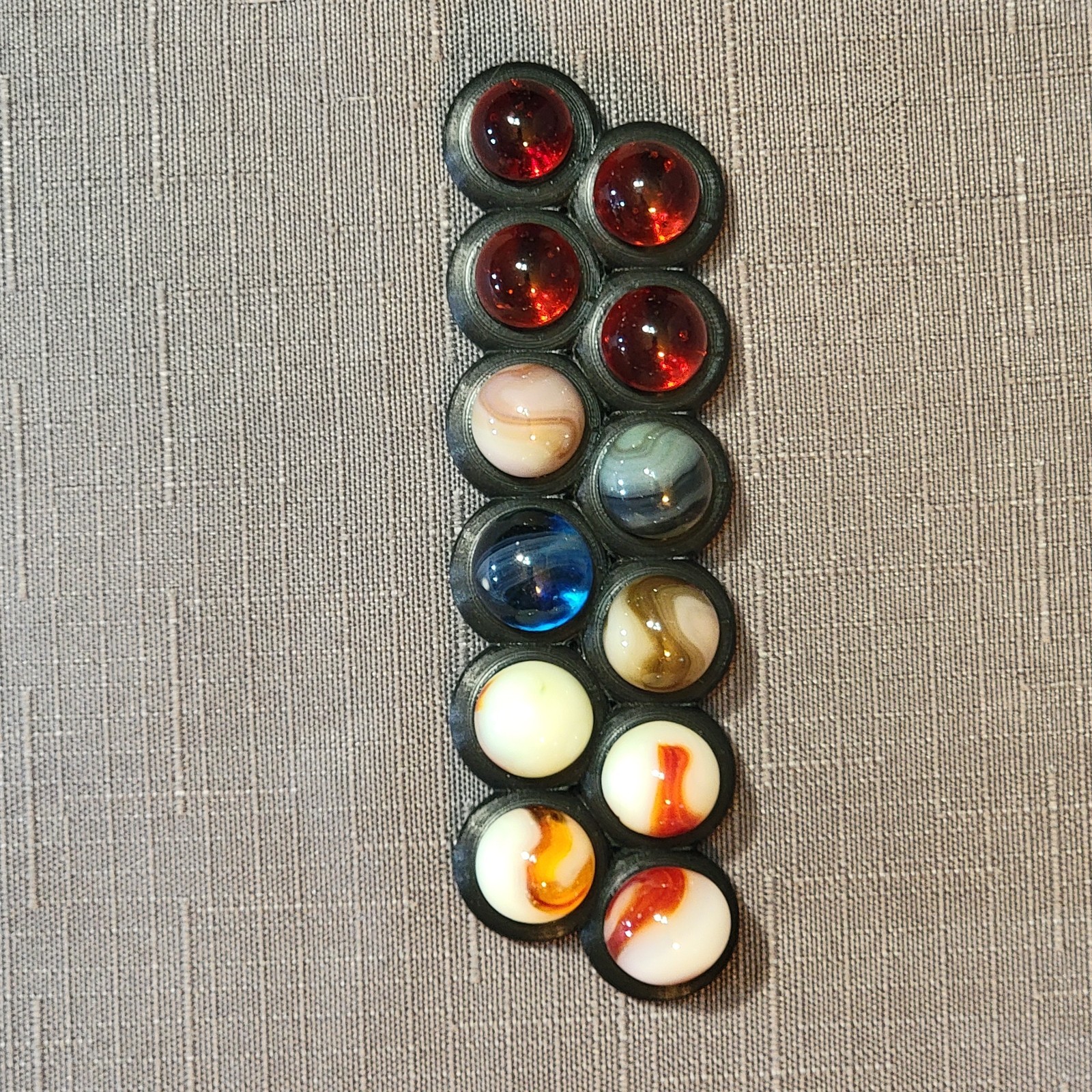 12 Vtg UV Reactive Marbles|Uranium|Cadmium|Cherry Red|Classic Mixed Lot + Stand