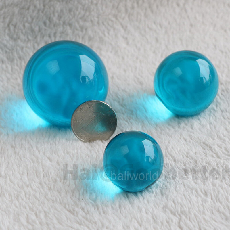 13.5-100mm Clear Blue Crystal Sphere Beads Glass Solid Balls Marbles Decoration