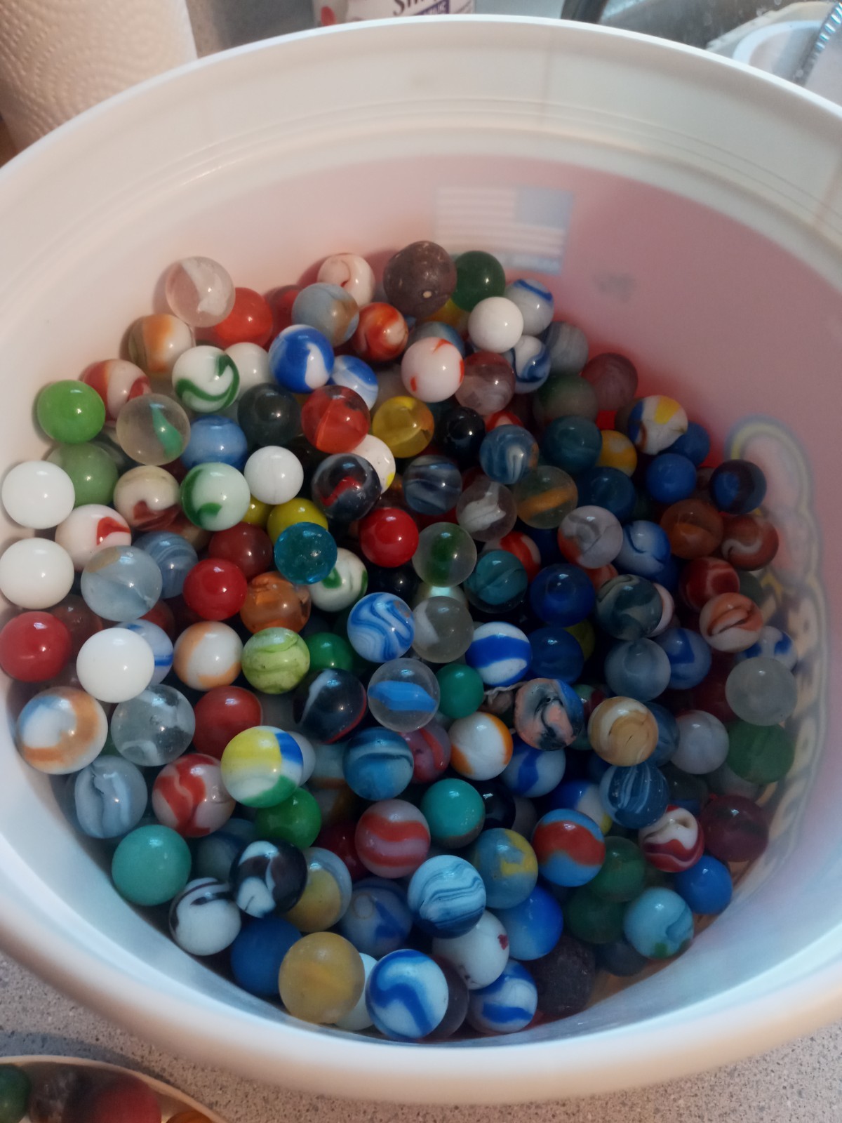 Antique & Vintage Mixed Marble Lot of 12lbs Marbles Great Old Collection Bucket