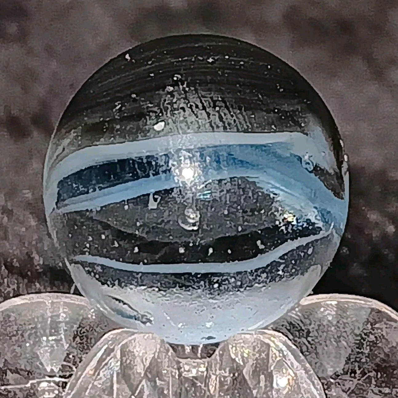 Vintage Vitro Agate Hybrid Cat’s Eye Marble. SIX FINGER. .60″ Nm Unique Example