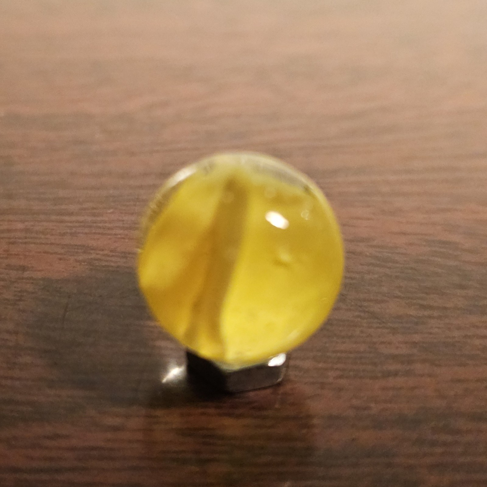 C E Bogard Yellow Cadmium Glow Cats Eye Clear Glass Marble