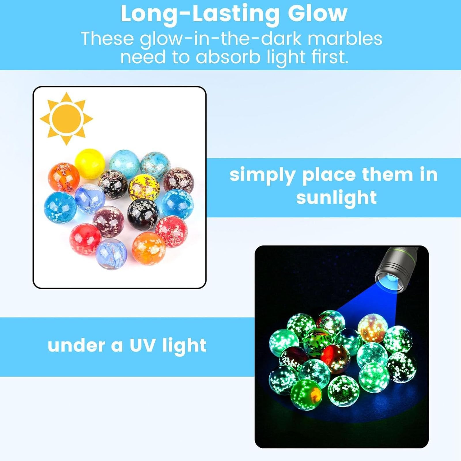 16PCS Glow in The Dark Marbles for Kids Marble Assorted Colors for Run Game G…
