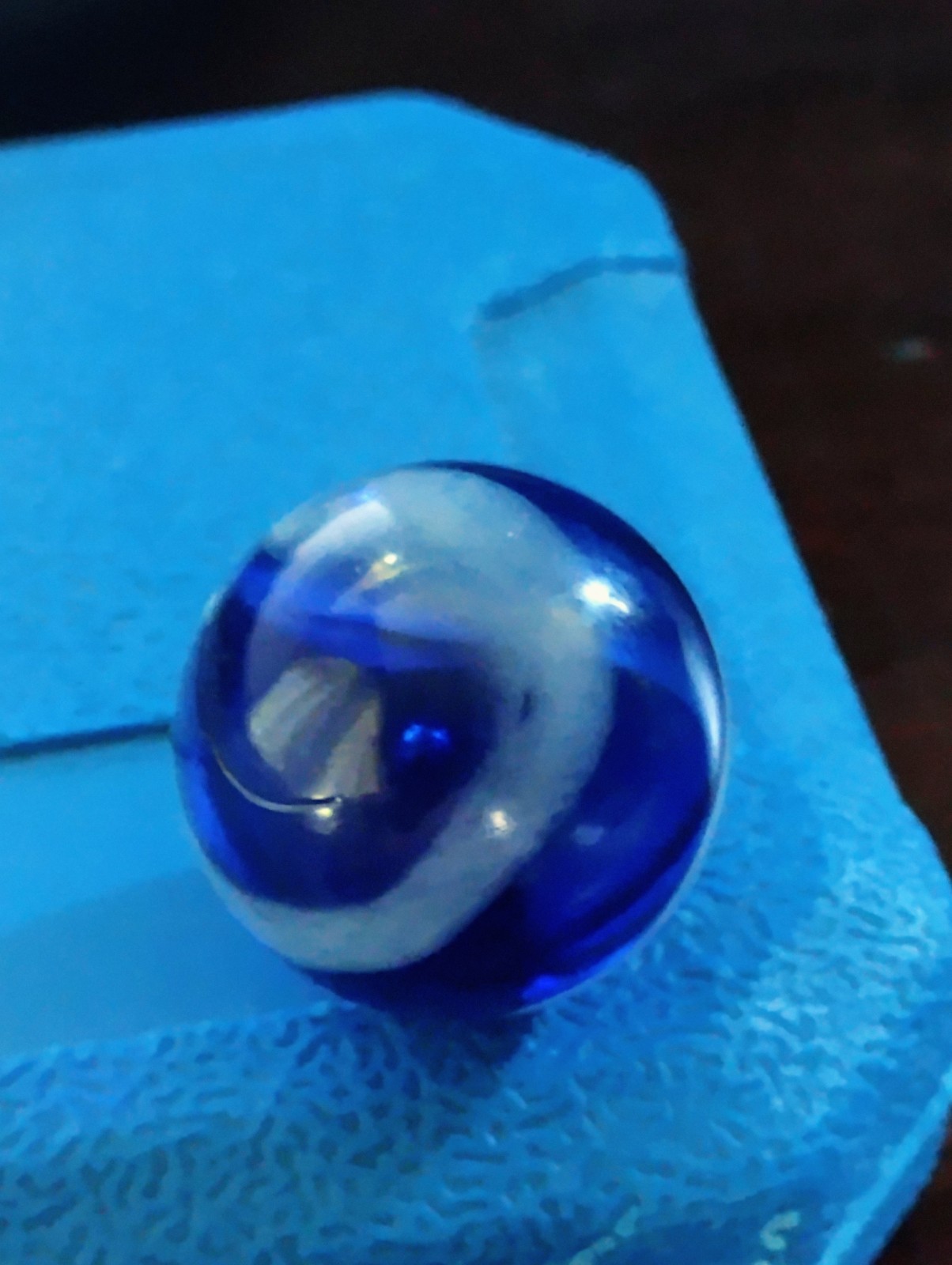 Vintage Blue Swirl Translucent Marble .95 Shooter Very Good Condition Large