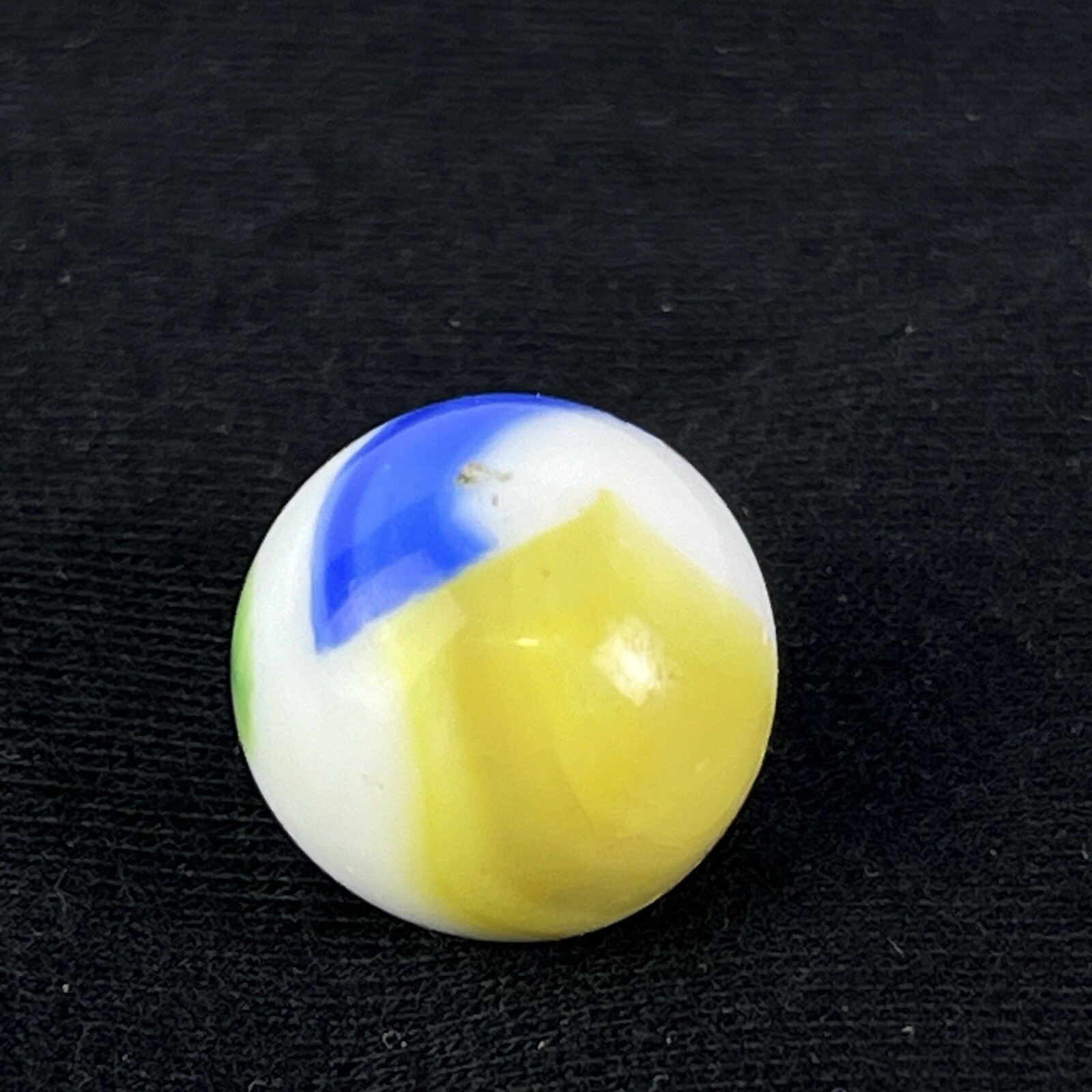 Vintage Akro Agate Peltier Art Swirl Glass Marble .62” White Blue Green Yellow
