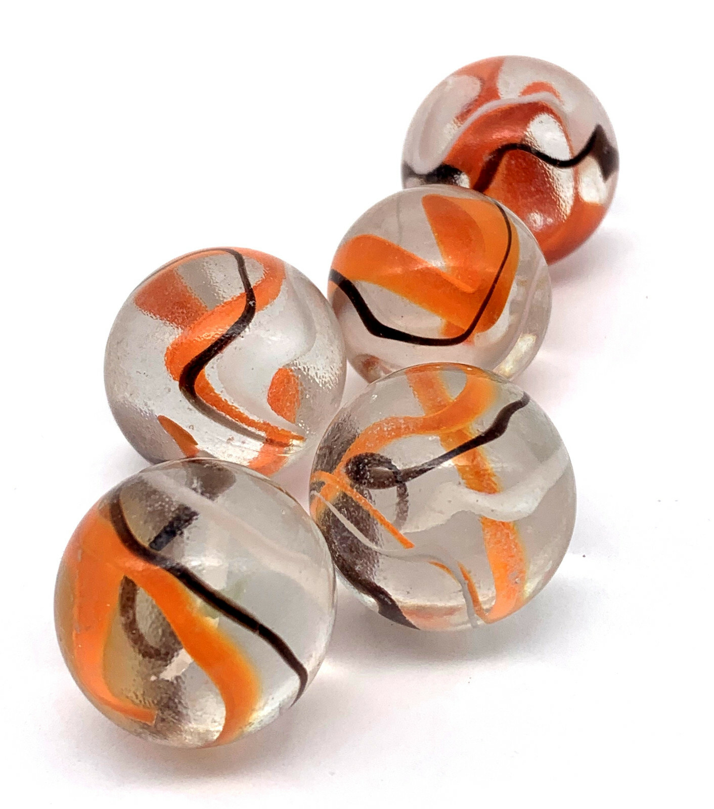 25mm Halloween Glass Shooter Mega Marbles Pk 5 Clear Orange Black White 2002-04