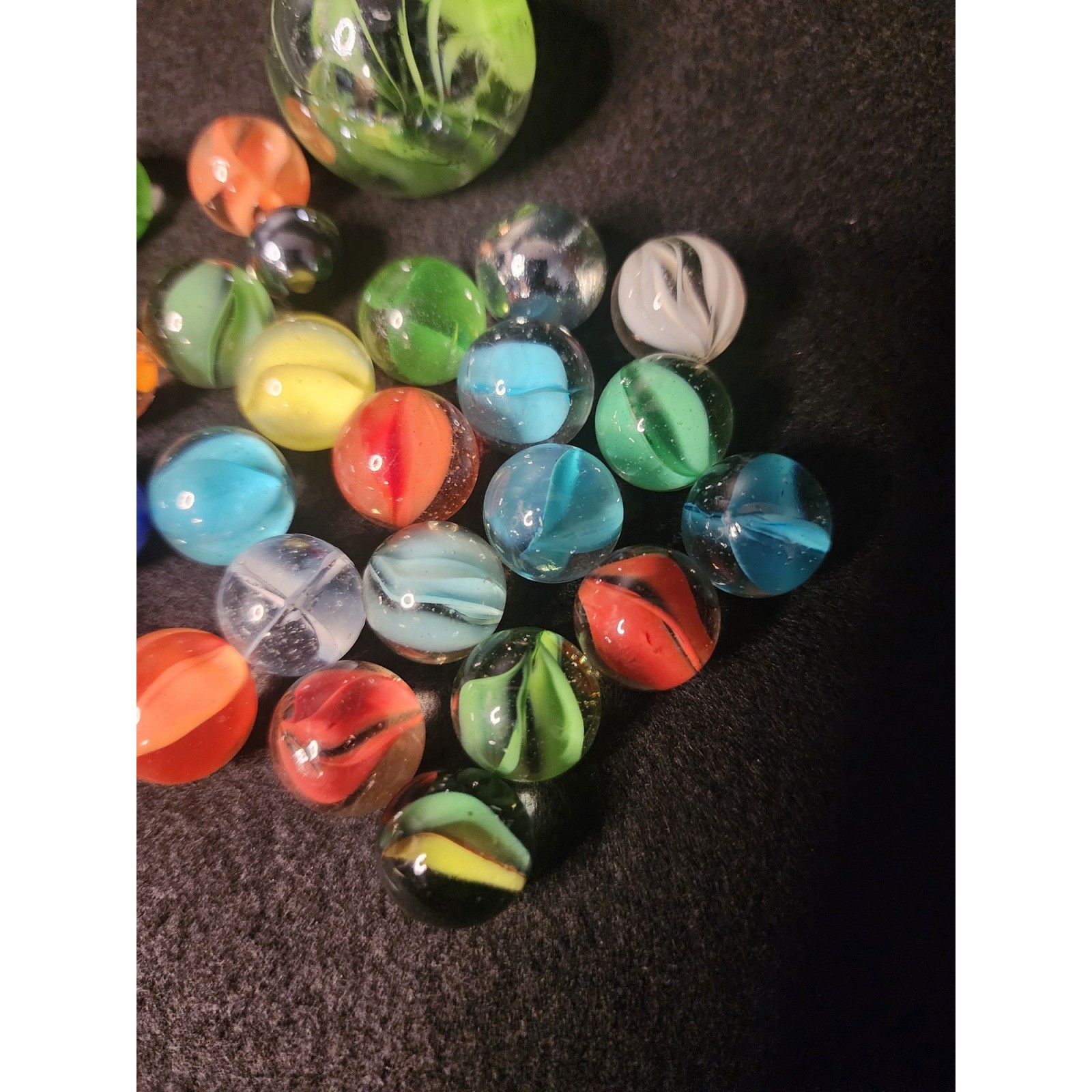 Vintage Glass Marbles Lot Cat Eye Swirl Shooter Mixed Colors 20+ Pieces 6.5oz