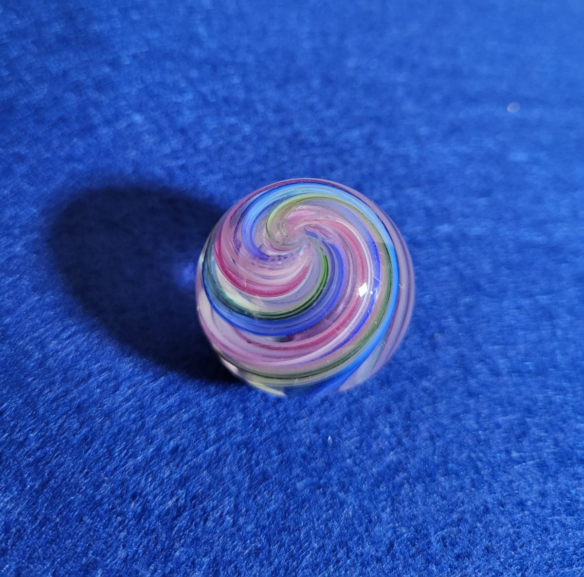 Jody Fine Handmade Glass Marble Signed Swirl Pink Blue Green