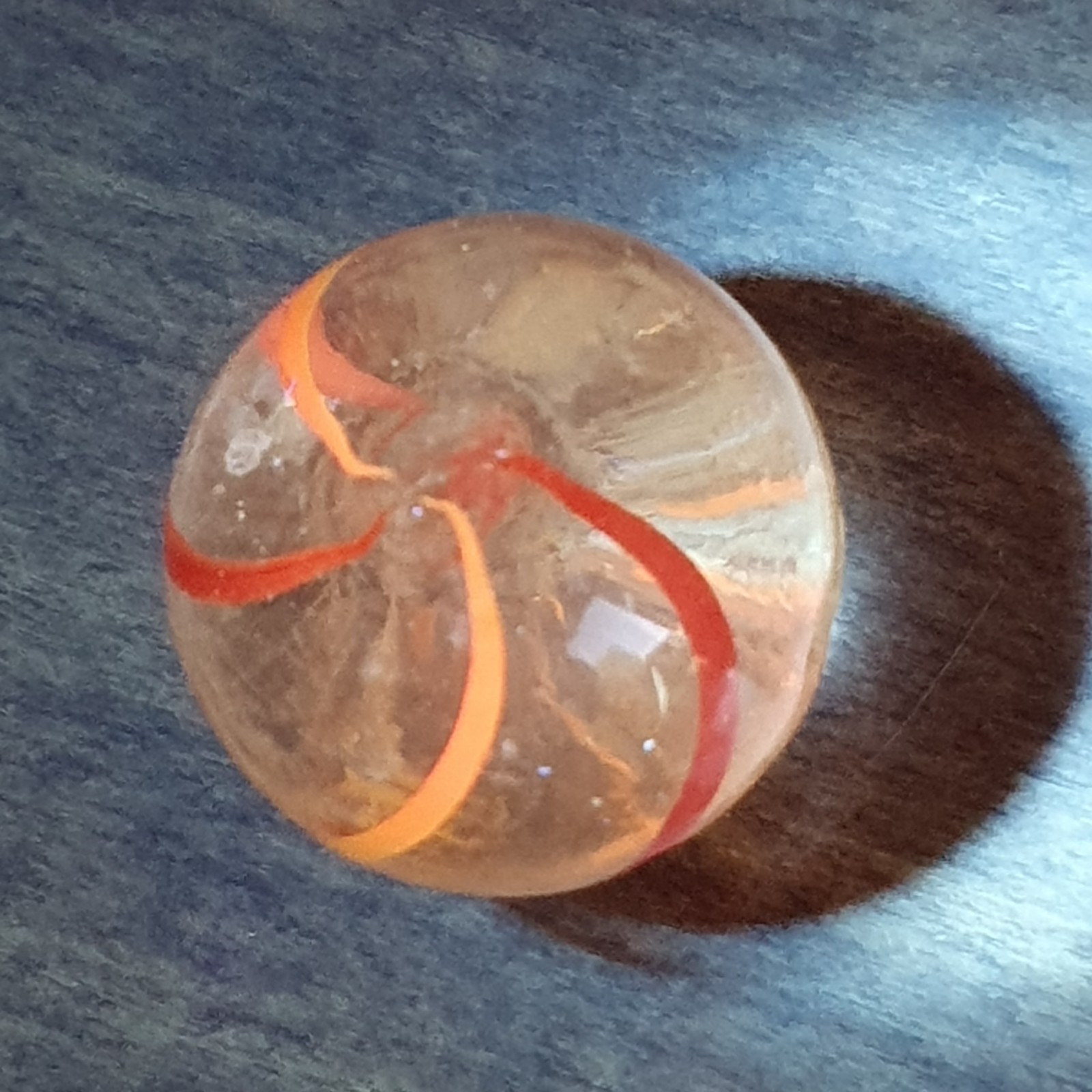 Antique Handmade German Coreless Swirl 15mm (19/32”) Marble Red Orange Yellow