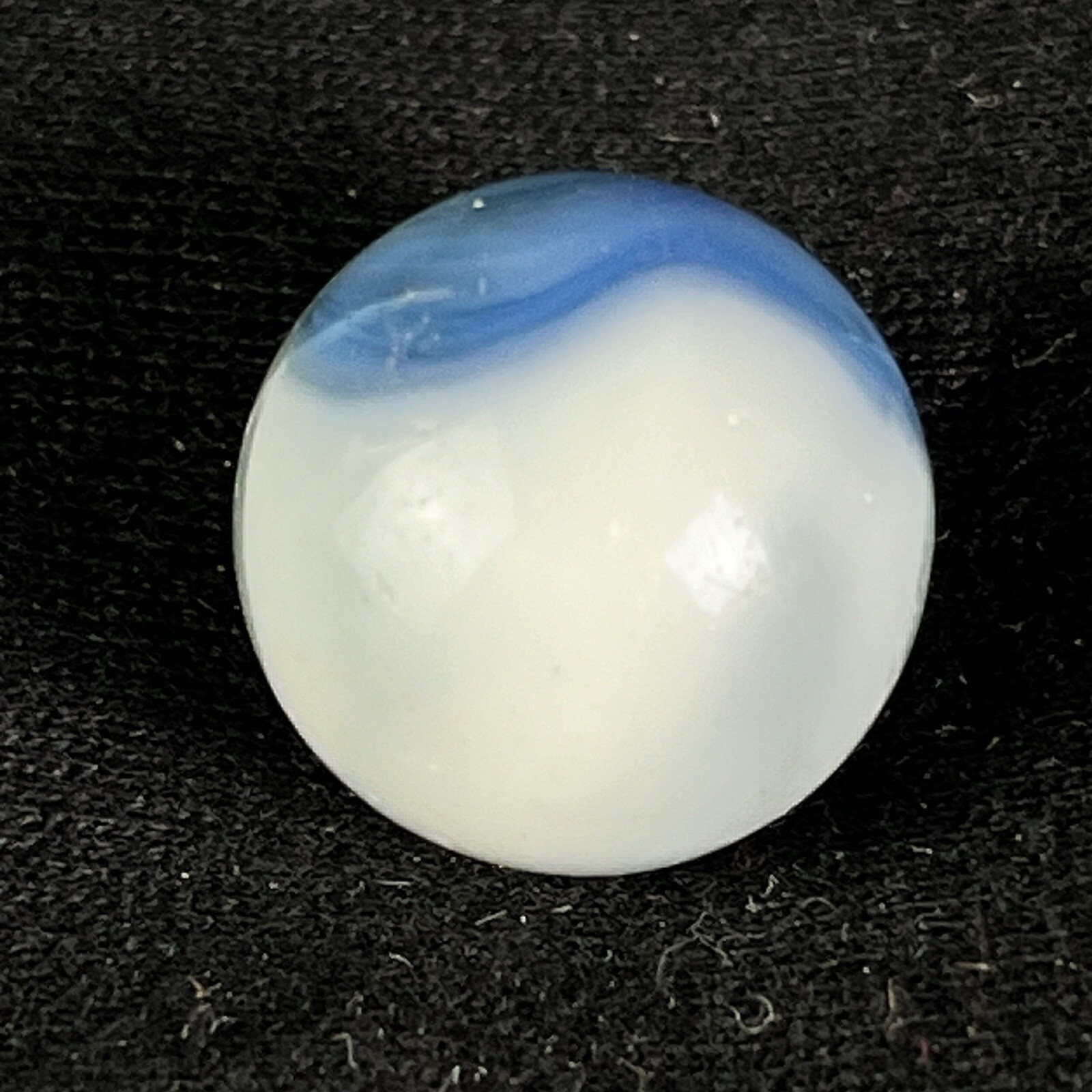Vintage Akro Agate Peltier Art Swirl Glass Marble .60” Clear Blue White