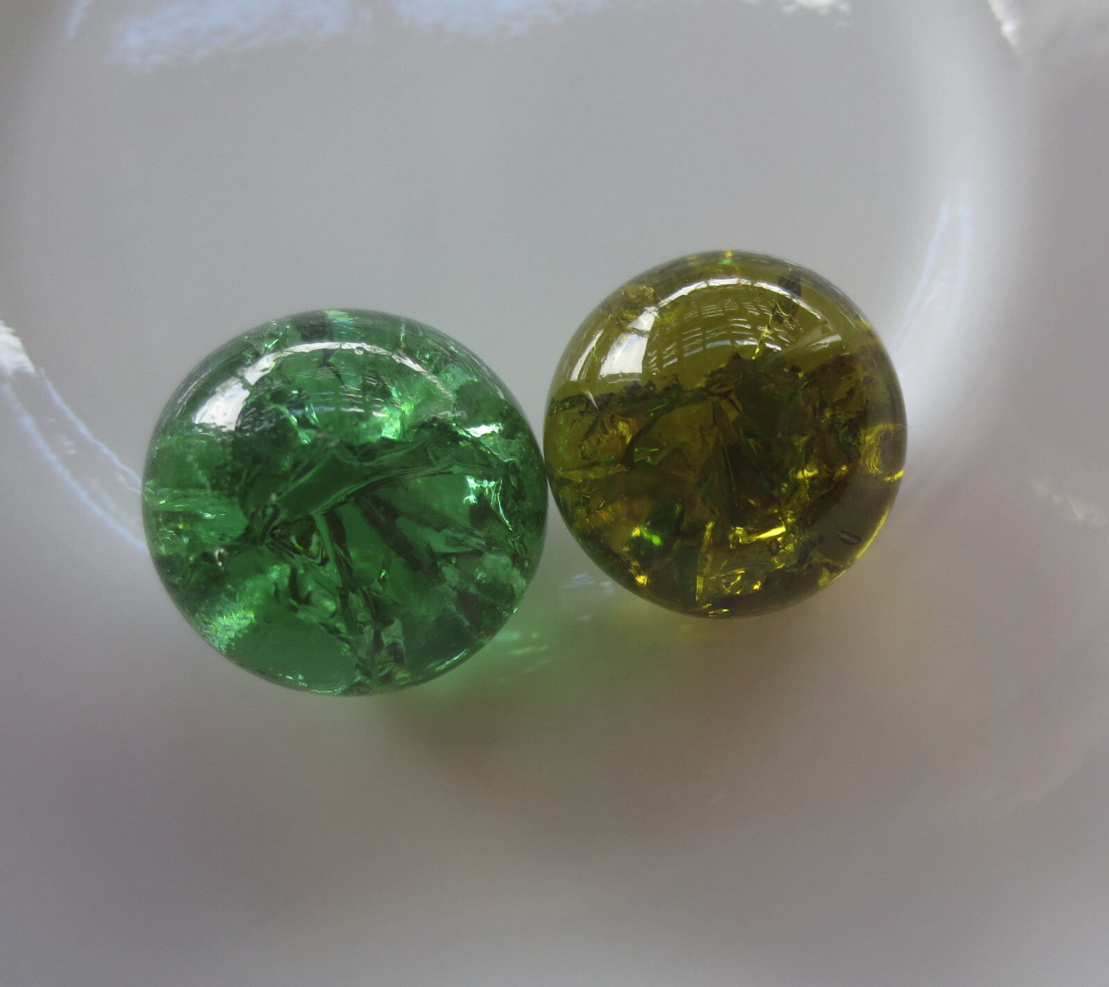 Vintage Green & Amber Vitro Agate Crackle Glass Marbles Approx 16mm 5/8″ Mint