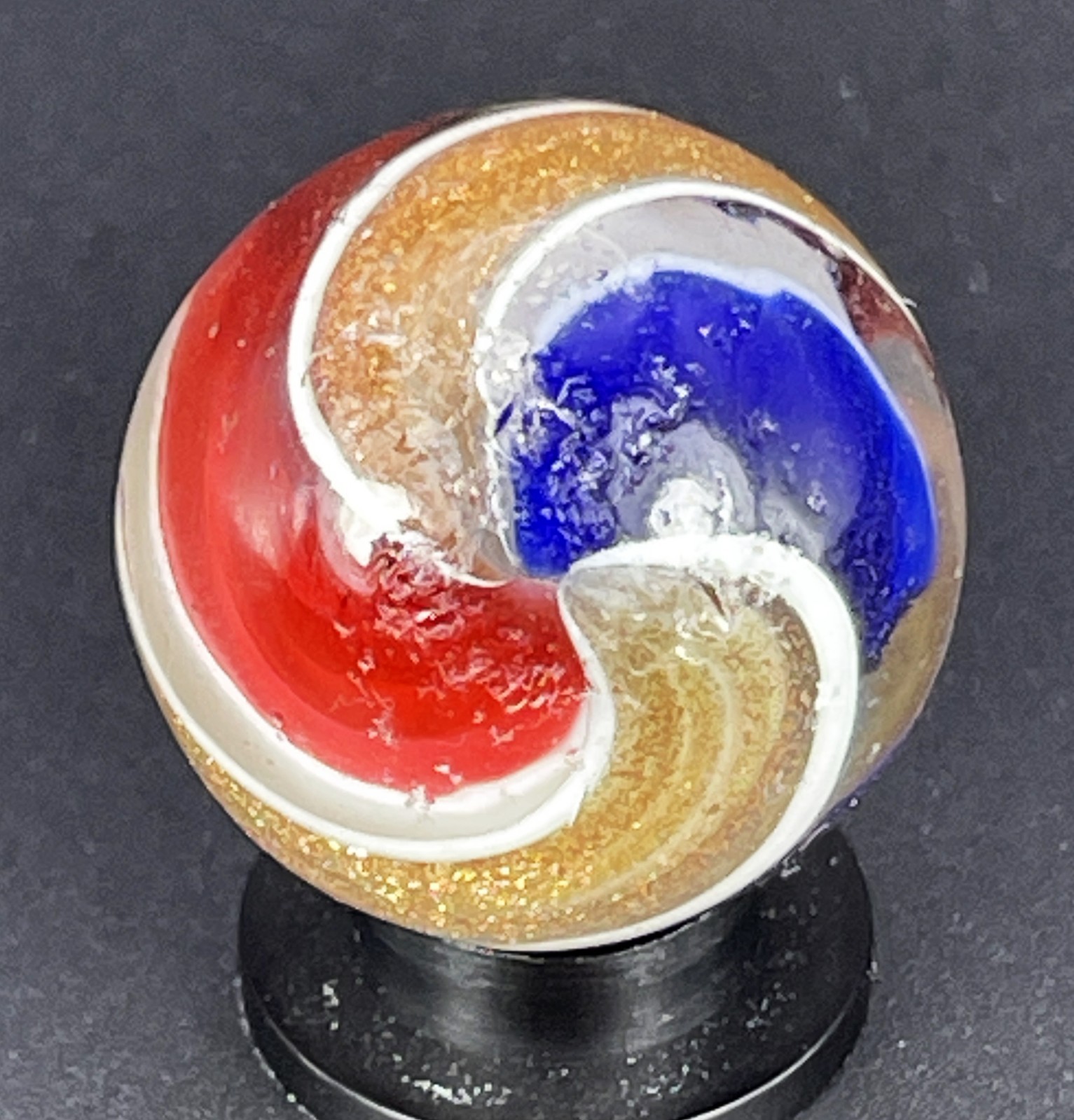 Antique Handmade Ribbon Core Lutz Marble – .787″