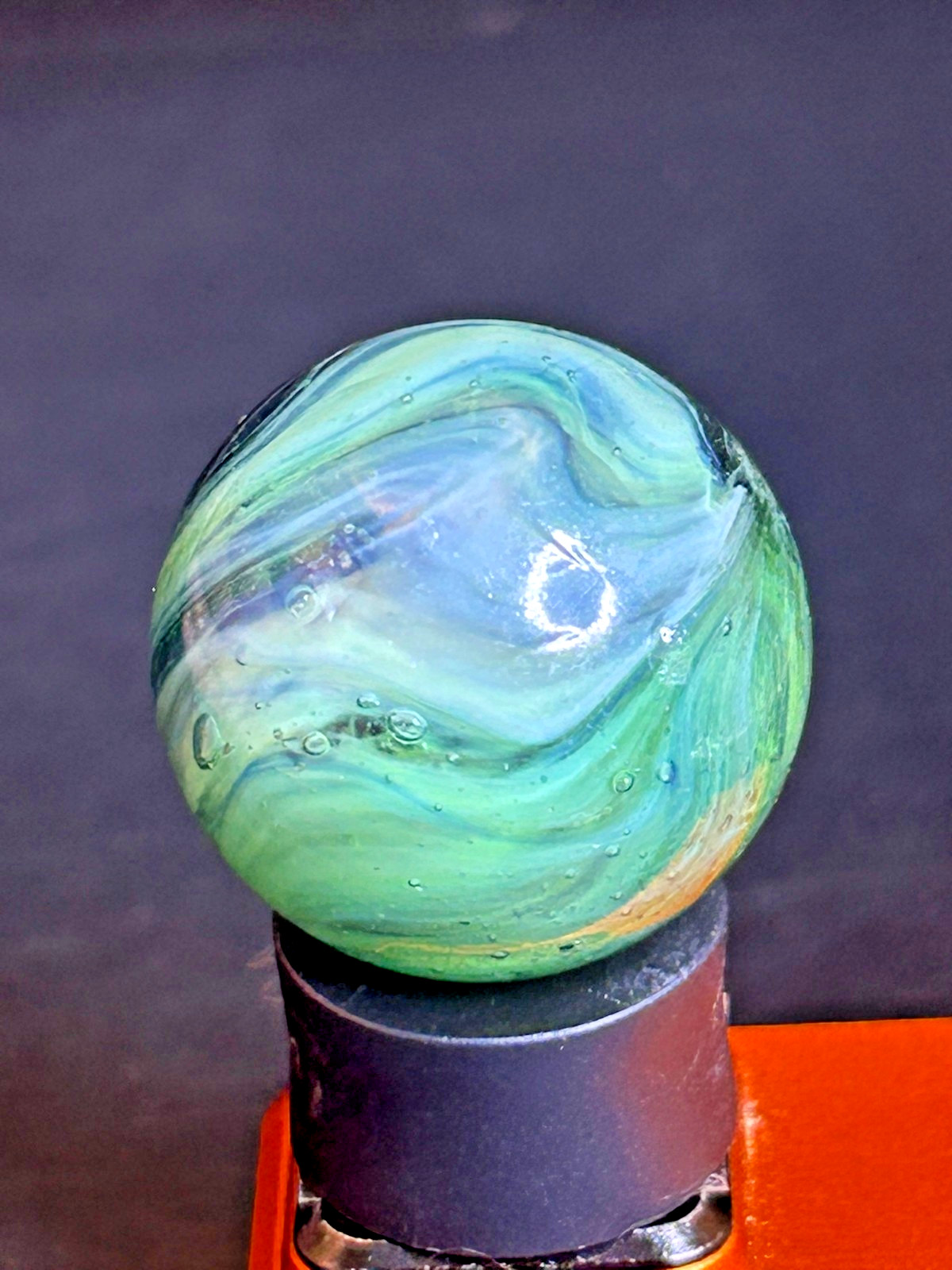 European Butterfly Sparkler Marble | Clear Base w/ Multi-Color Vanes | .96″ Shoo