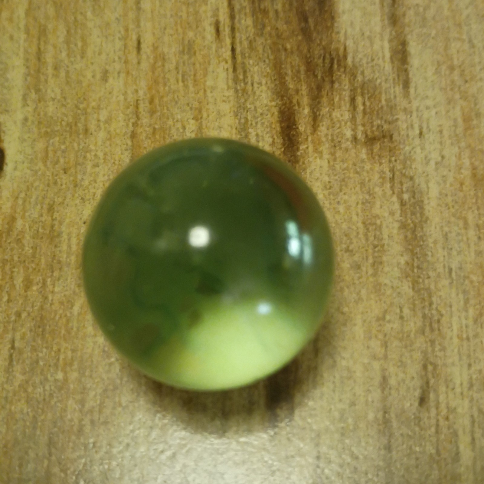 Machine Made Glass Marble w/ Green Cartoon Character Printed Design