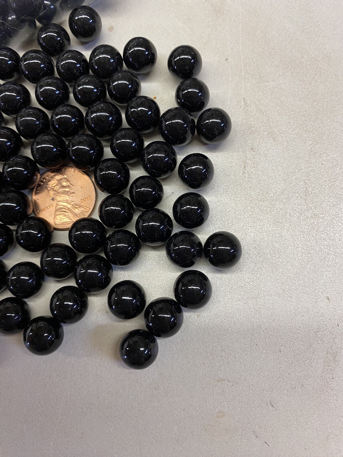 Vintage Small Opaque Black Glass West Virginia Marbles – Approximately 9mm