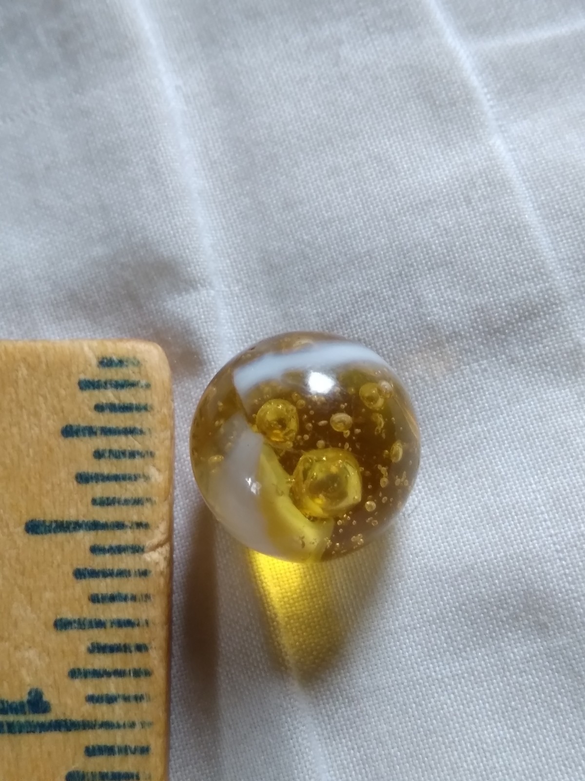 Vintage 9/16″ Yellow Glass Playing Marble.