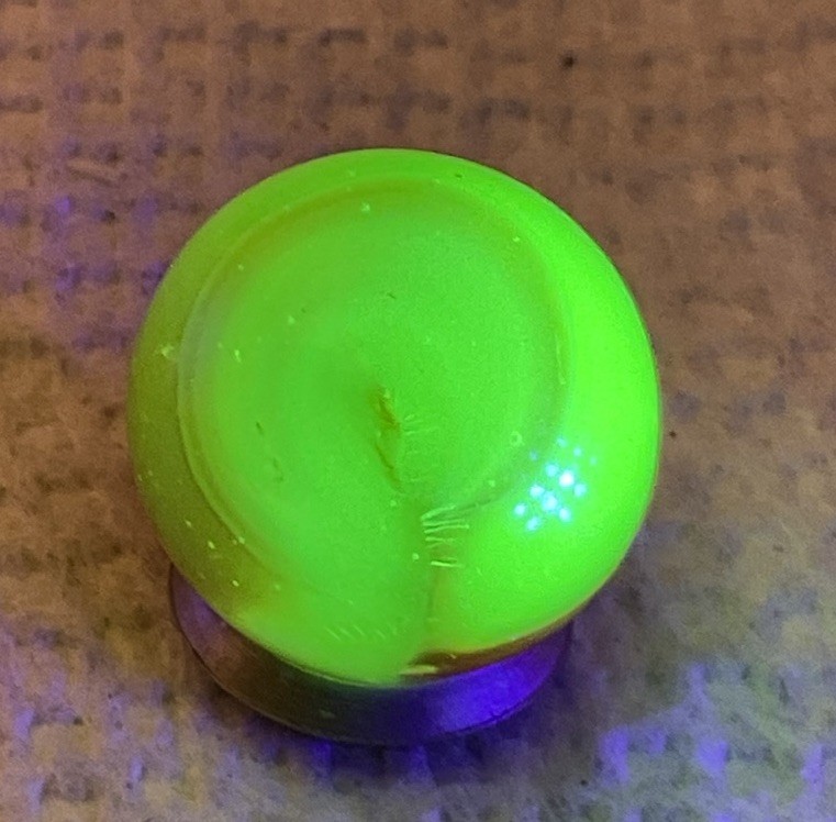 A Vintage Akro Agate Carnelian UV Marble. It Measures .70”, Near Mint Condition