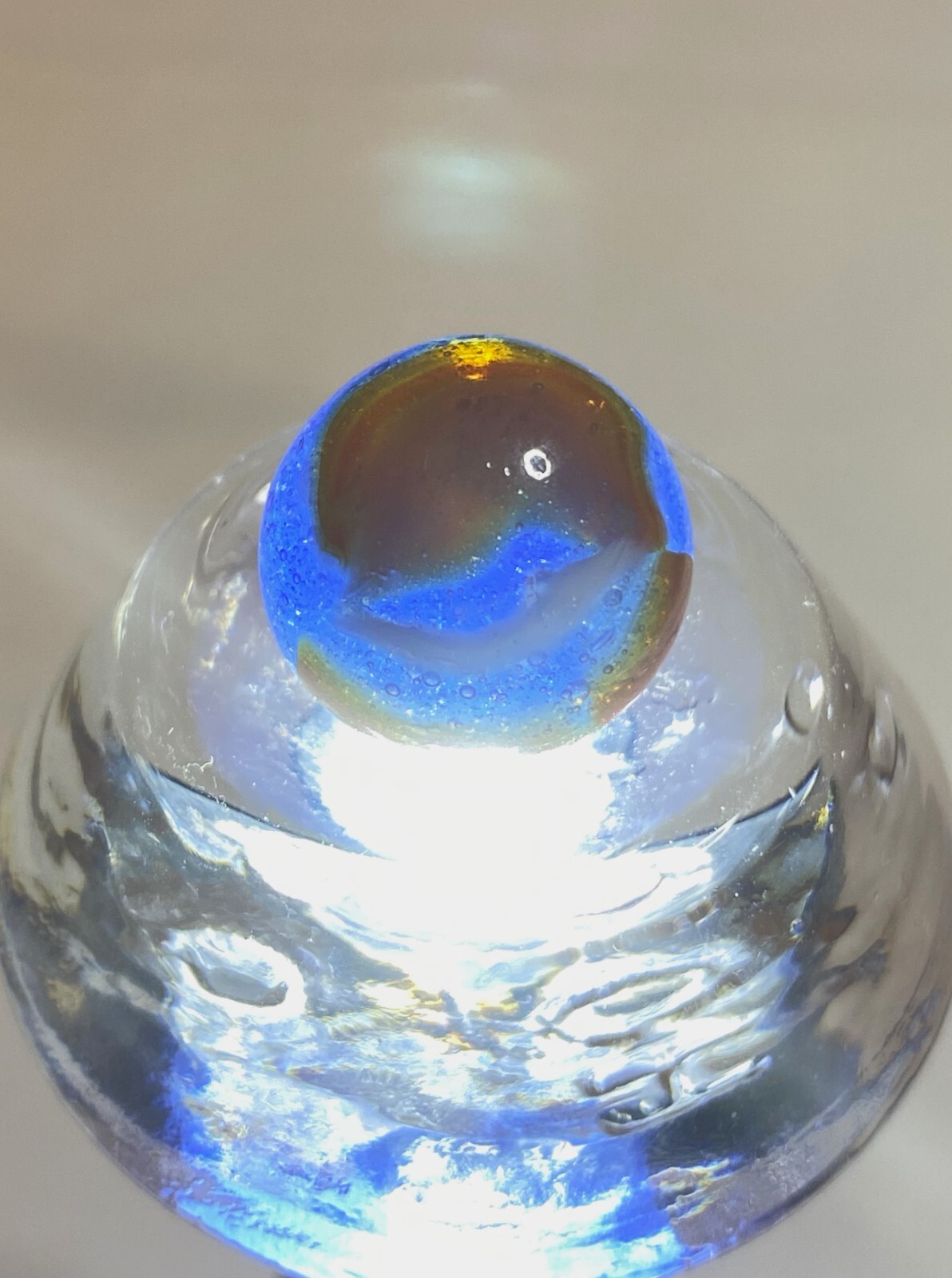 #6 PELTIER MARBLE HYBRID RAINBO BLENDED SPIDERMAN BURNT COLORS .61″ NM+/- MX125