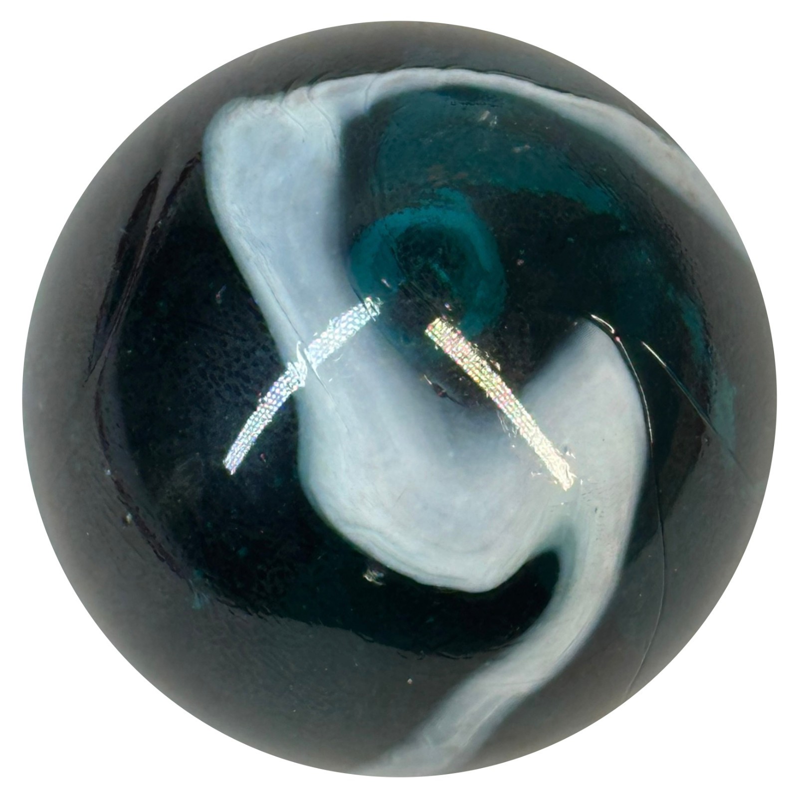 TOE BREAKER 50mm (2″) AEGEAN clear Teal Blue Marbles glass ball HUGE Swirl