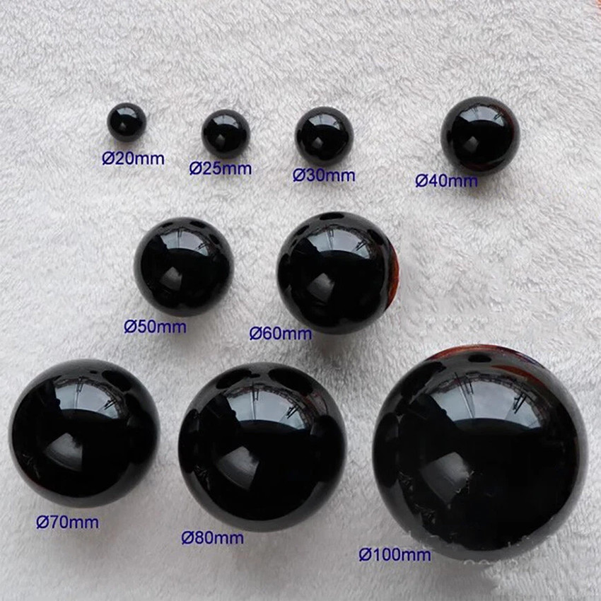 1mm-100mm Pure Black Crystal Glass Balls Marbles No Hole / With Hole Eye Beads