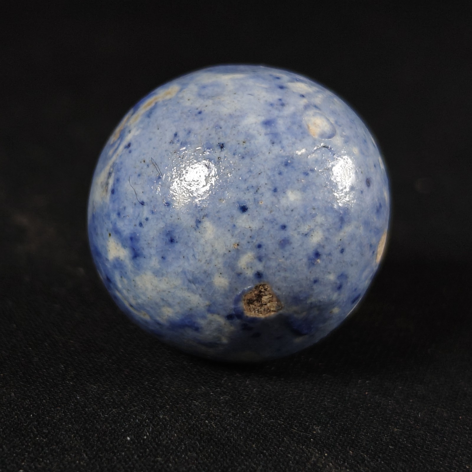 Vintage Marble – Bennington Blue Large Shooter Boulder 1 1/8″ Glazed