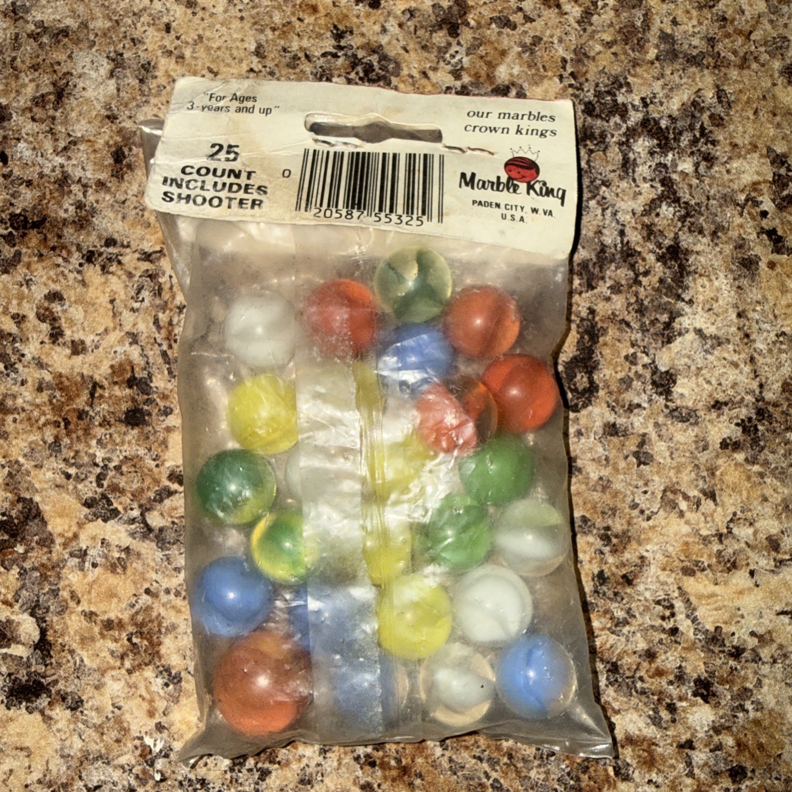 Vintage Marbles Lot. Marble King 25 Count Poly Bag. Great Condition. Paden City